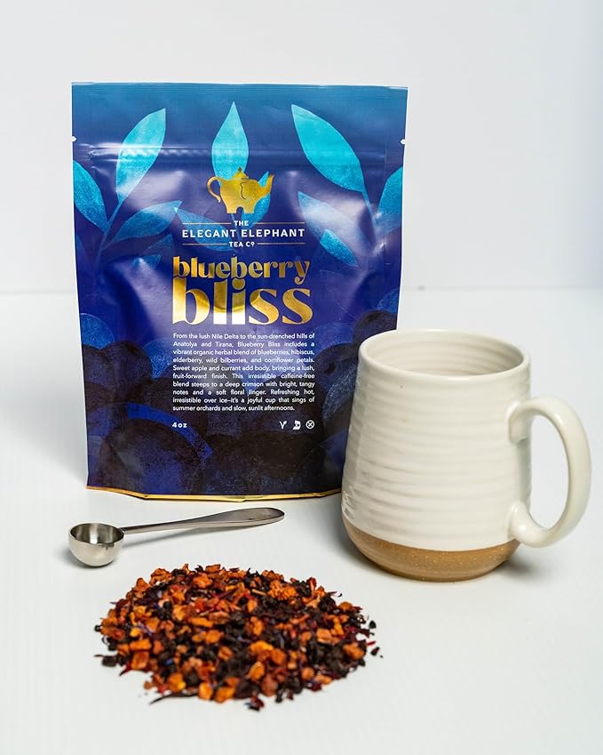 Blueberry Bliss Tea, Organic Loose Leaf Herbal Tea – Real Fruit, Summer Juice, Caffeine-Free