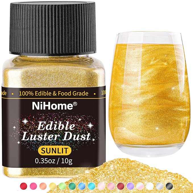 NiHome Edible Food-Grade Glitter Powder Glimmer Luster Dust Metallic Fancy Food Decorating Sprinkle