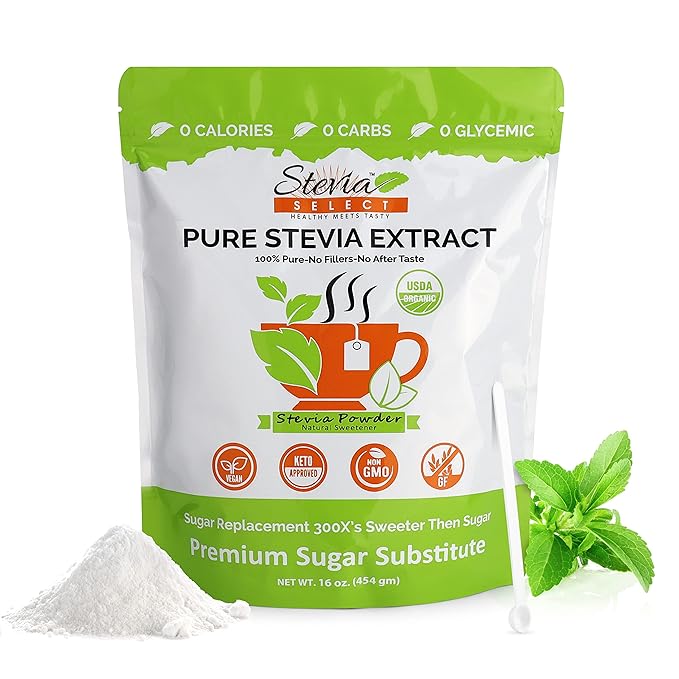 Stevia Select Organic Stevia Powder Sugar Free Plant Based Stevia Sweetener Non GMO Pure Stevia