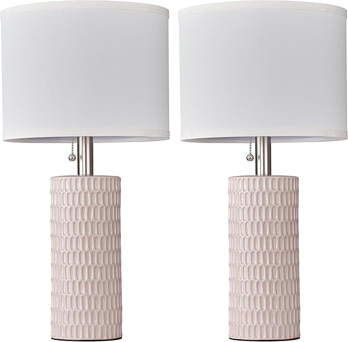 Table Lamps for Living Room Set of 2, Ceramic Table Lamps for Bedroom, 20" Modern Lamps for Night