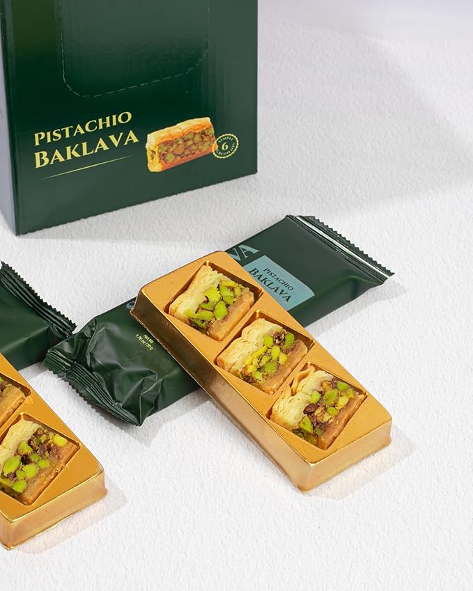 Snacklava Mixed Baklava Bites - 20 Pack - 5 Pistachio (3 Pieces per Pack) 10 Walnut (4 Pieces per