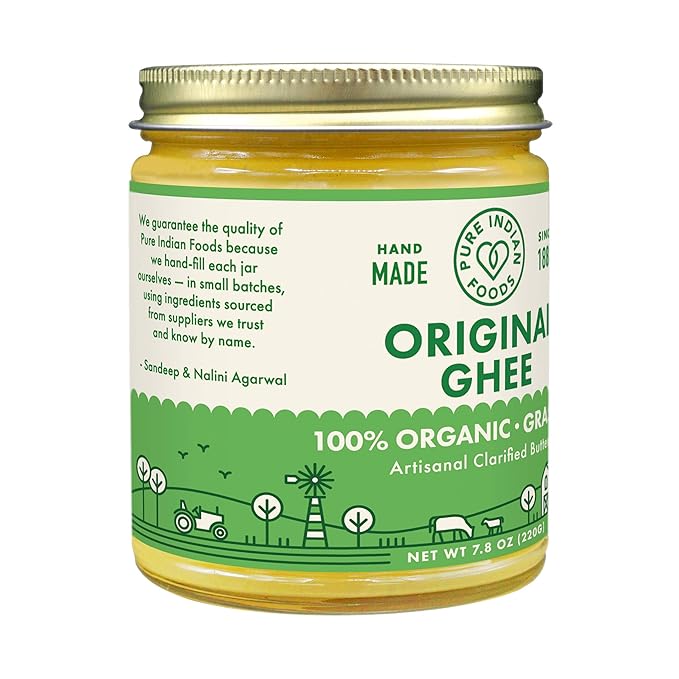 Grassfed Organic Original Ghee - by Pure Indian Foods, 7.8 oz, Pasture Raised, Gluten-Free