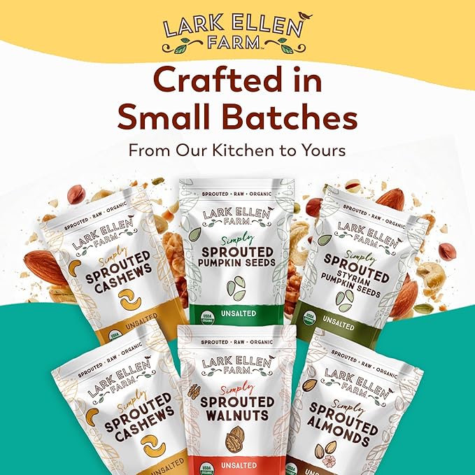 Lark Ellen Farm Organic Sprouted Walnuts ??Raw, Unsalted, Keto-Friendly, Healthy Vegan Snack
