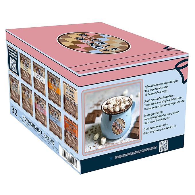 Double Donut Flavored Hot Chocolate Packets, Peppermint Pattie, Peppermint Hot Chocolate, Hot