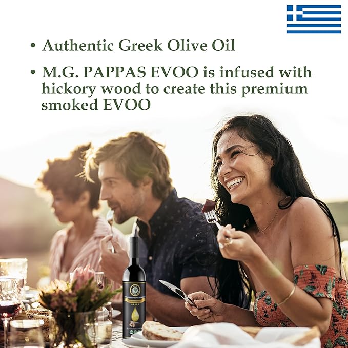 M.G. PAPPAS High Polyphenol Rich Smoked Infused Olive Oil Extra Virgin - Over 500mg/kg- Unfiltered