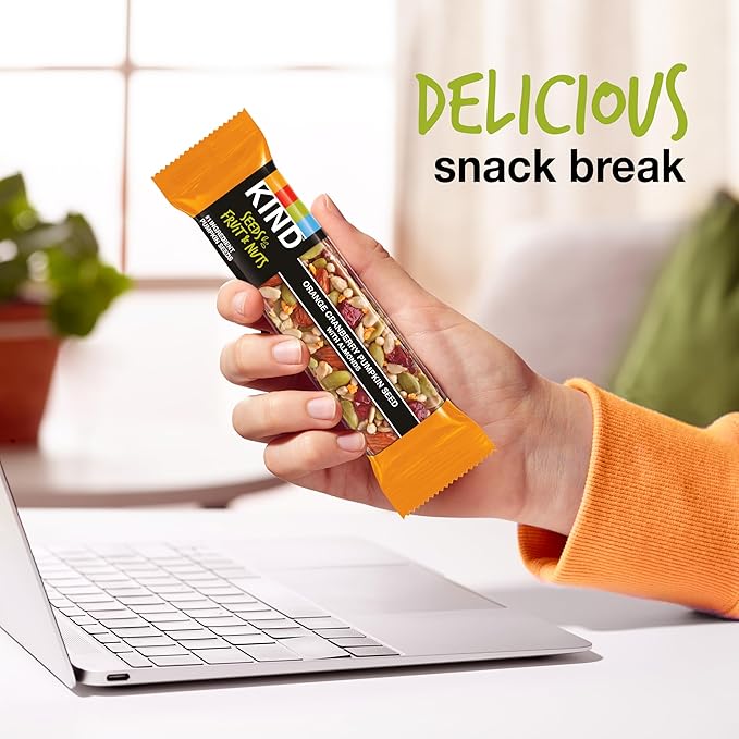 KIND Seeds Fruit & Nuts Snack Bar, Orange Cranberry | 5g Protein, High Fiber, Gluten Free Bars, 1.4