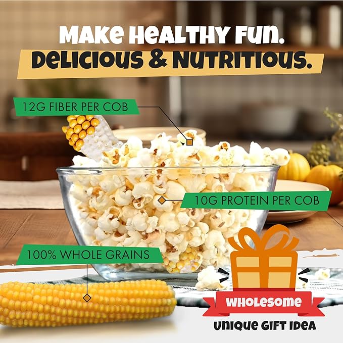 Poppin Cobs Microwave Popcorn on the Cob (10 PK) (Original) Whole Popcorn Kernels, Individually