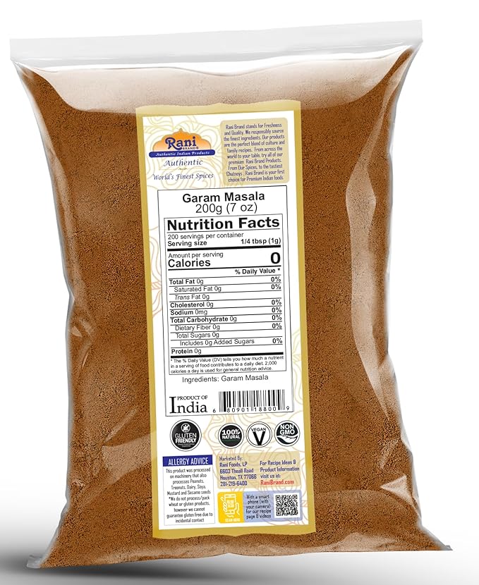 Rani Garam Masala Indian 11-Spice Blend 7oz (200g) ~ All Natural, Salt-Free | Vegan | No Colors |