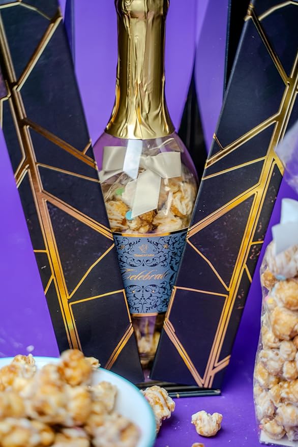Luxe Bubble Box with Caramel White Chocolate Popcorn by Send A Cake, Ready to Gift, No Assembly