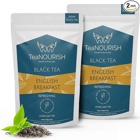TeaNOURISH English Breakfast Black Tea | Rich, Robust & Full Bodied Loose Leaf Tea | Refreshing &
