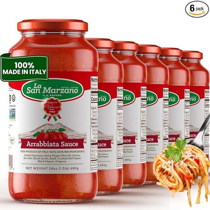 La San Marzano Arrabiata Sauce, 24 oz, Pasta Sauce Made in Italy, All Purpose Tomato Premium