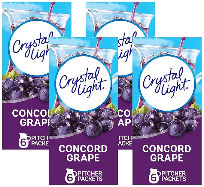 Crystal Light Sugar-Free Concord Grape Low Calories Powdered Drink Mix 6 Count Pitcher Packets