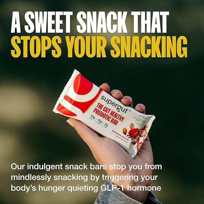 Supergut GLP-1 Boosting Prebiotic Bars, Chocolate Brownie - Gut Healthy Protein Snacks & Breakfast