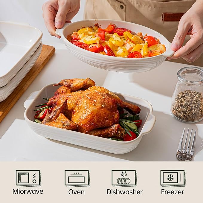 Casserole Dishes for Oven, 9 x 8 inch Ceramic Baking Dish, 17 Oz Rectangular Deep Lasagna Pan
