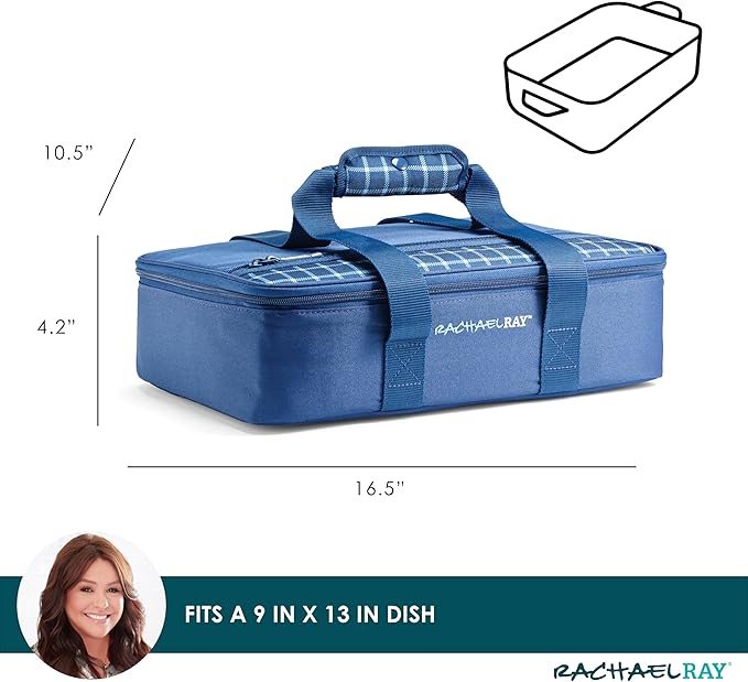 Rachael Ray Lasagna Lugger, Thermal Insulated Casserole Carrier for Hot or Cold Food, Lugger Tote