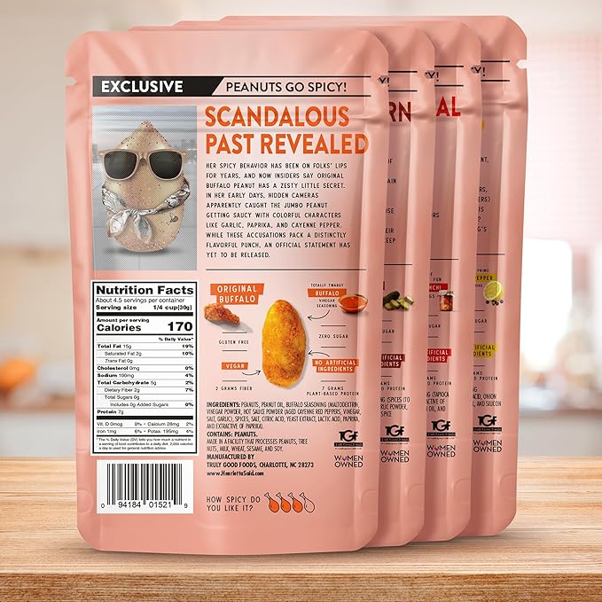 Henrietta Said Wing-Flavored Peanuts - Variety Pack - Truly Good Foods Shelled Snacking Nuts - Bold