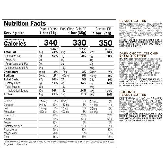 Perfect Bar Original Refrigerated Protein Bar, Peanut Butter Lover's Variety Bundle, 2.2 - 2.5