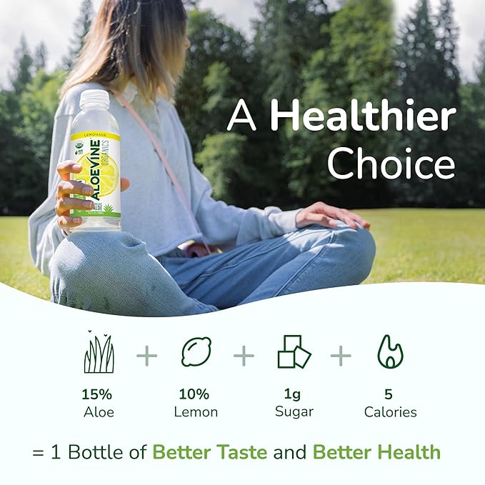 Aloe Vera Juice, No-Pulp Organic Aloe Vera Drink, Healthy Juice with Aloe Powder and Lemon Juice, 5