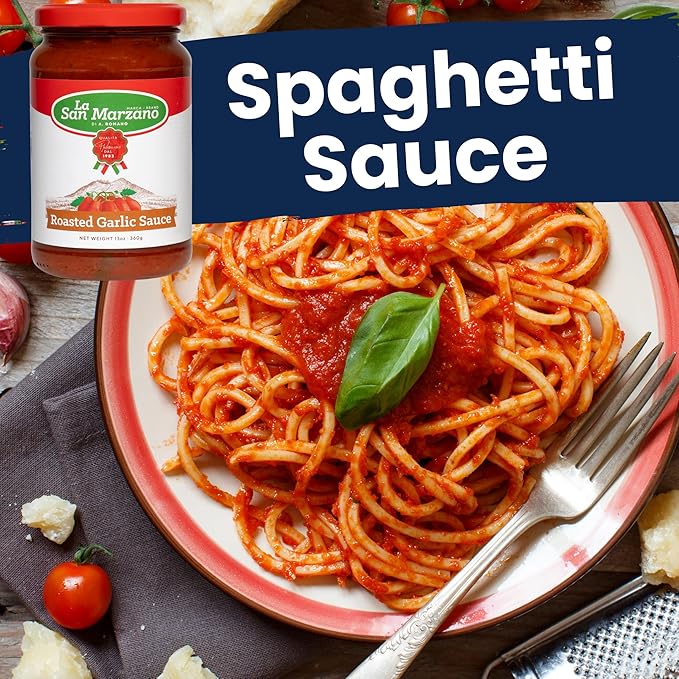 La San Marzano Roasted Garlic Sauce, 13 oz, Pasta Sauce Made in Italy, All Purpose Tomato Premium