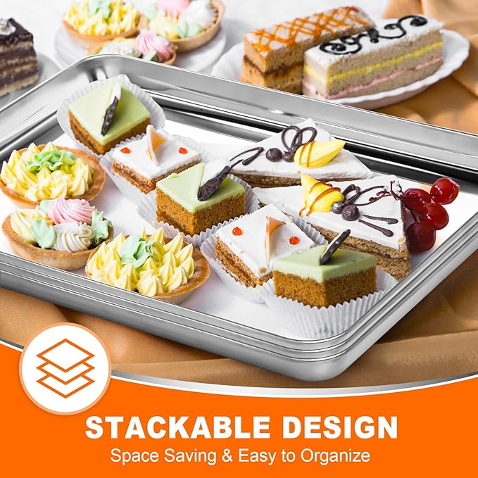 CEKEE Baking Sheet Set of 12, Stainless Steel 16 Inche Cookie Sheets for Baking, Baking Sheet Pan