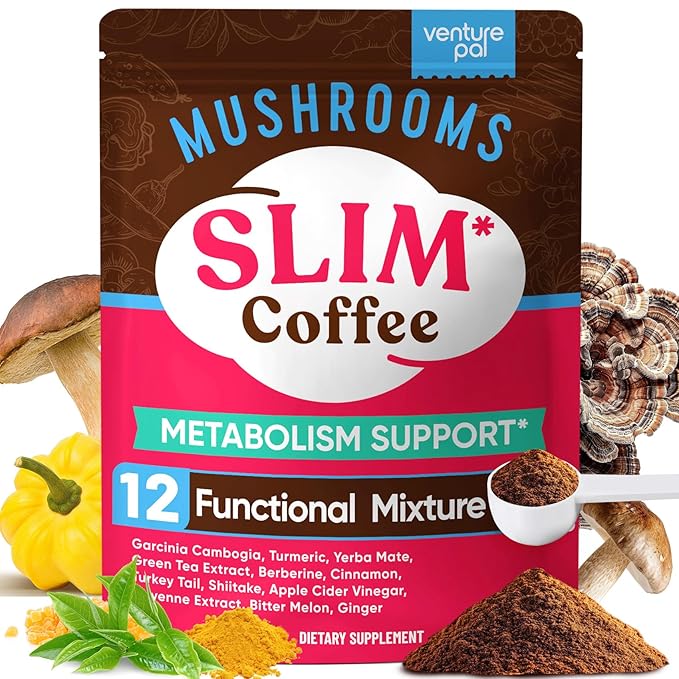 Venture Pal Slim Mushroom Coffee for Weight Loss, Instant Coffee with Berberine, Cinnamon, Yerba