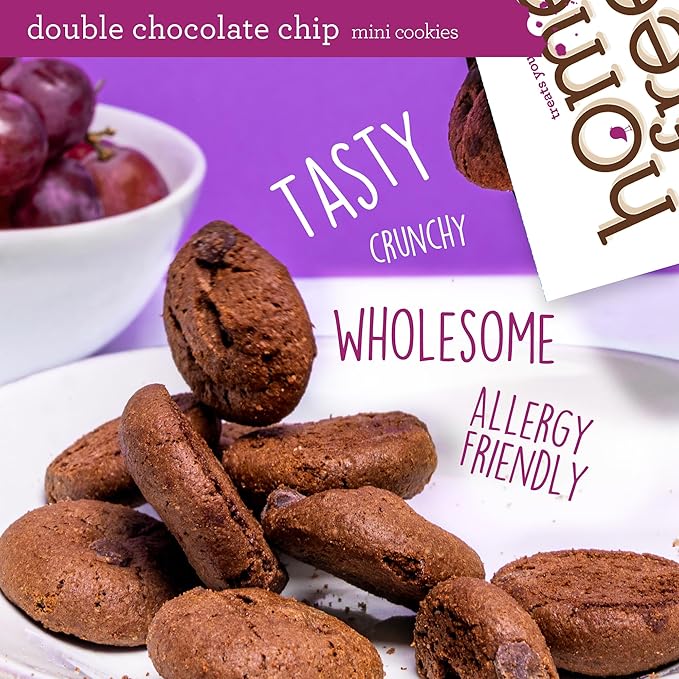 Homefree Mini Double Chocolate Chip Cookie Box, Gluten Free, Nut Free, Vegan, School Safe and