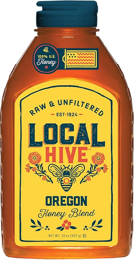 Local Hive Oregon Raw Unfiltered Honey – 32oz, 100% Pure US Honey, Sourced from American Bees and
