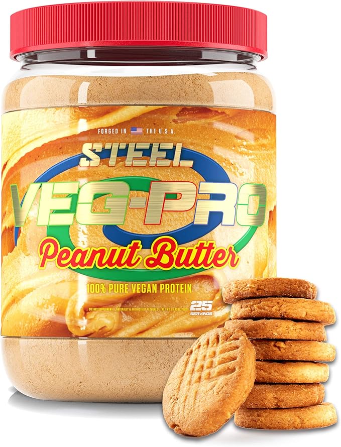 Steel Supplements Veg-PRO | Vegan Protein Powder, Peanut Butter | 25 Servings (1.65lbs) | Protein