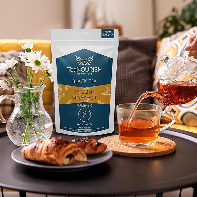 TeaNOURISH English Breakfast Black Tea | Rich, Robust & Full Bodied Loose Leaf Tea | Refreshing &