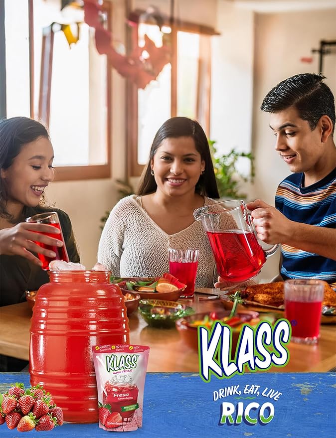 Klass Aguas Frescas | Drink Mix Tropical Variety Pack | Strawberry , Grape, Tropical Punch & Orange