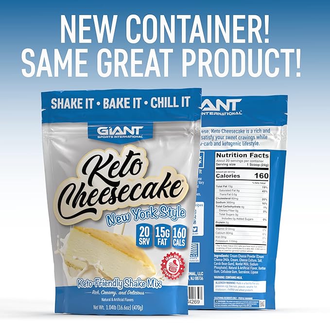 Giant Sports Keto Cheesecake Shake Mix - Delicious Low Carb, Ketogenic Diet Gluten Free Powder Mix