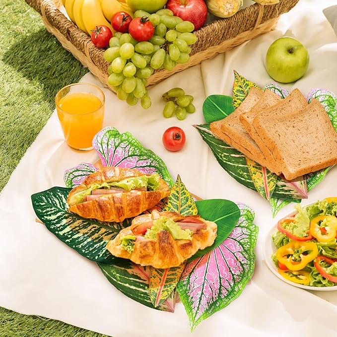 Kisston 100 Pcs Charcuterie Board Parchment Paper Tropical Leaves 8.7 Inch Paper Leaves for Cheese