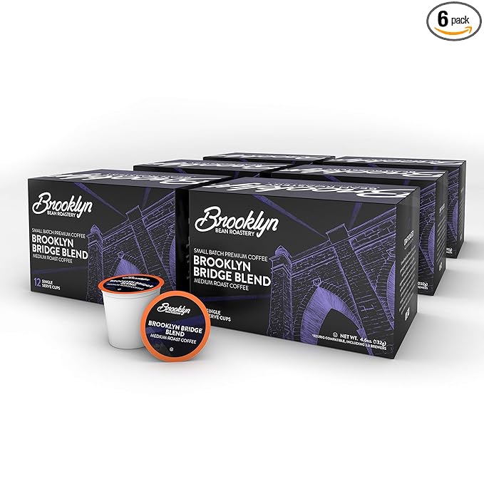 Brooklyn Beans Medium Roast Gourmet Coffee, Compatible with 2.0 Keurig Coffee Pods Brewer, 72 Count