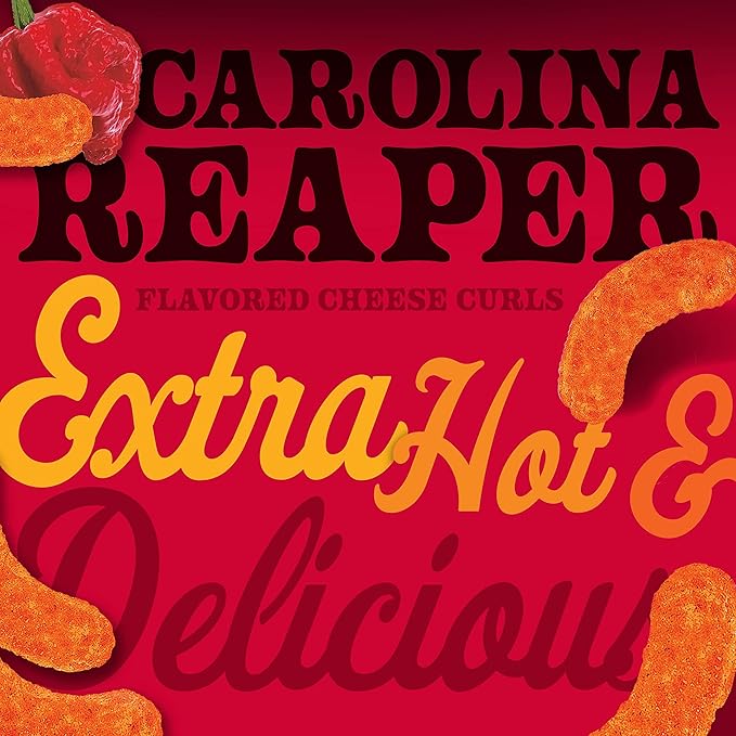 Herr's Snacks - Gluten-Free Spicy Snacks For Adults and Kids - Carolina Reaper Cheese Curls - 6