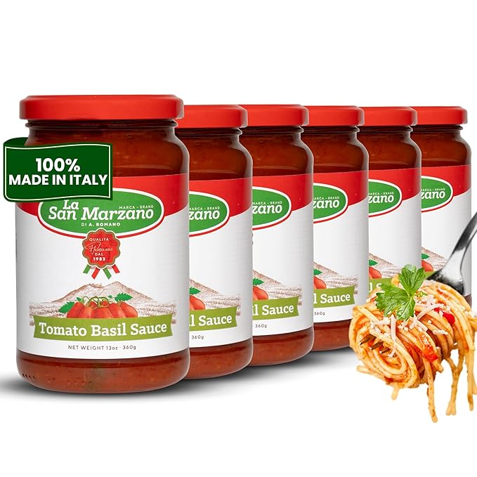 La San Marzano Tomato Basil Sauce, 13 oz, Pasta Sauce Made in Italy, All Purpose Tomato Premium