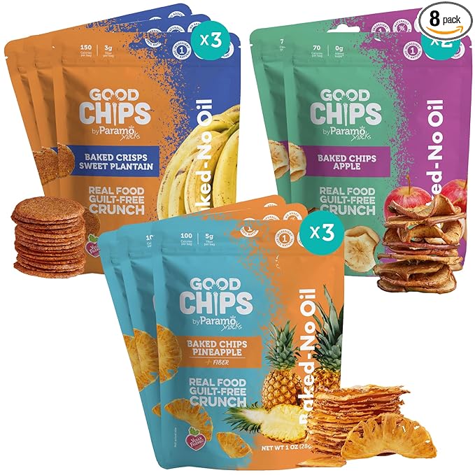 Good Chips Baked Crunchy Apple, Pineapple, Sweet Plantain - Crispy, Oil Free, Healthy, Naturally