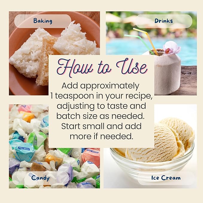 Natural Coconut Extract - 2 oz - Water-Soluble - By Harvest Moon Delights - Coconut Extract for