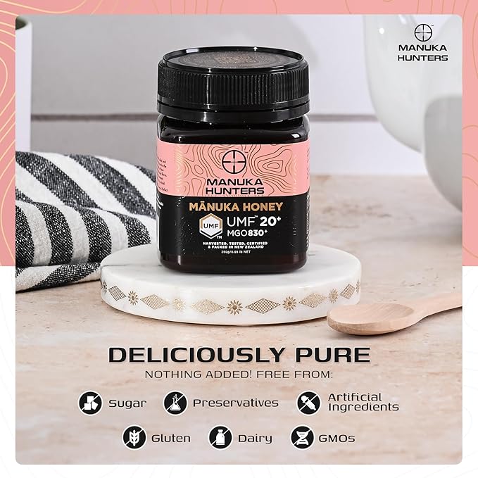 Manuka Hunters UMF 20+/MGO 830+ Certified New Zealand Manuka Honey - 100% Pure Natural Sweetener