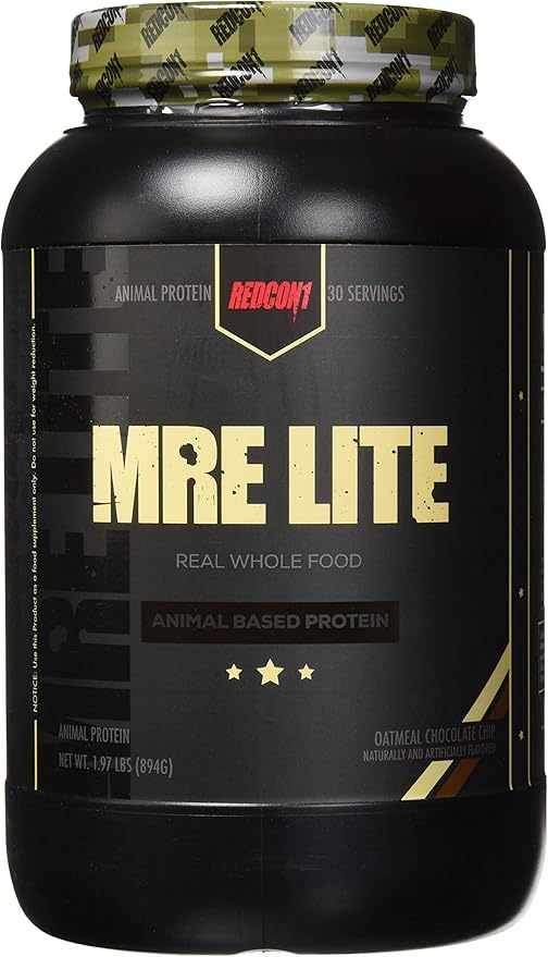 REDCON1 MRE Lite Whole Food Protein Powder, Oatmeal Chocolate Chip - Low Carb & Whey Free Meal