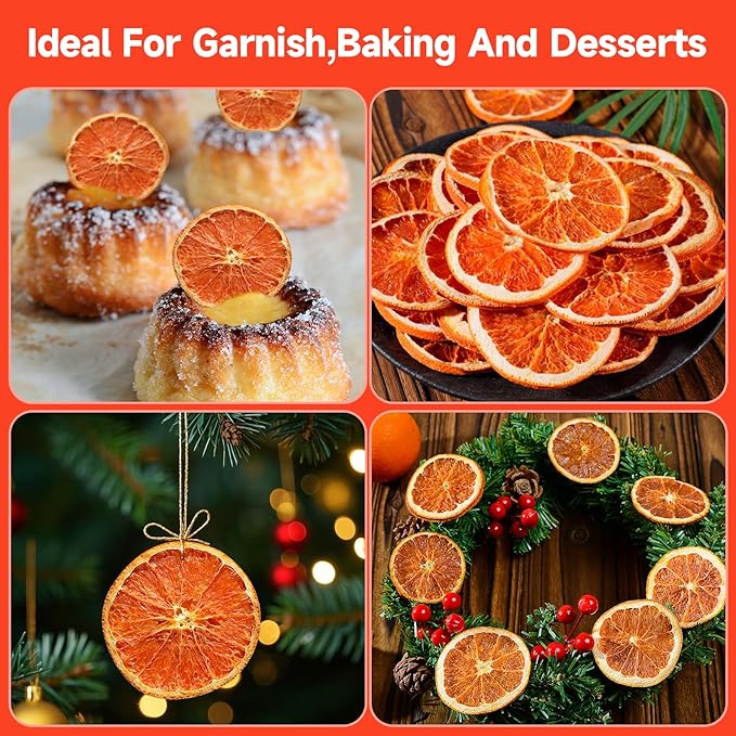 Dried Blood Orange Slices, 8.82oz/250g,Dehydrated Orange Slices For Cocktails,100% Natural Fruit No