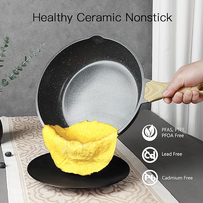 GiPP Ceramic Nonstick Pots and Pans Set - 18 Pcs Non Stick Cookware Set, Non-toxic Healthy Kitchen
