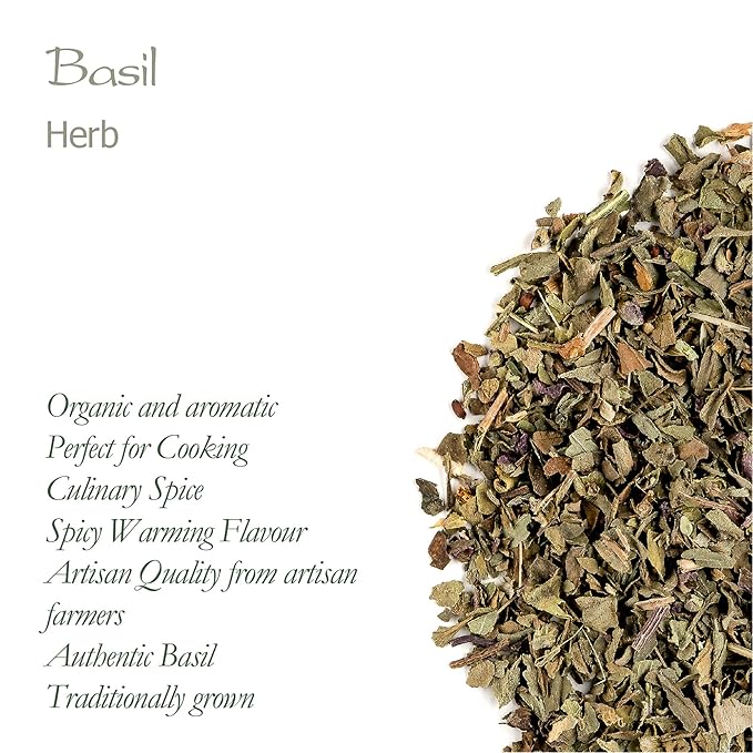 Basil Leaves Organic Culinary Herb - Perfect For Pesto - Sweet Basel - Dry Ocimum Basilicum - Basil