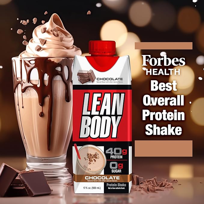 Lean Body Ready-to-Drink Chocolate Protein Shake, 40g Protein, Whey Blend, 0 Sugar, Gluten Free, 22