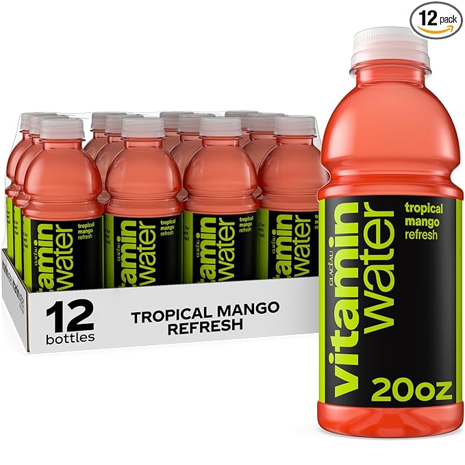 vitaminwater Refresh Tropical Mango Nutrient Enhanced Flavored Water Beverage, 20 fl oz Bottles, 12