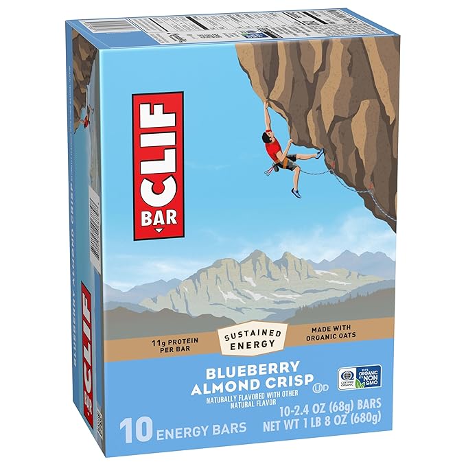 CLIF BAR - Blueberry Almond Crisp - Made with Organic Oats - Energy Bars - Non-GMO - Plant Based