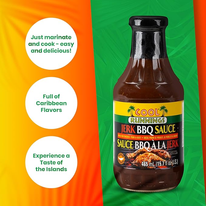 Cool Runnings Jerk BBQ Sauce 465ml - Bold and Smoky Jamaican-Style Barbecue Sauce for Grilling