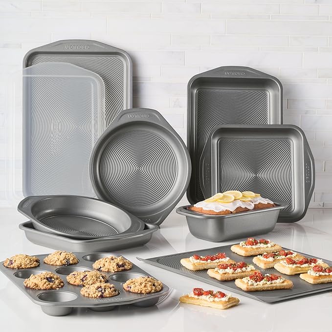 Circulon Total Nonstick Bakeware Set with Nonstick Bread Pan, Cookie Sheet, Baking Pan, Baking