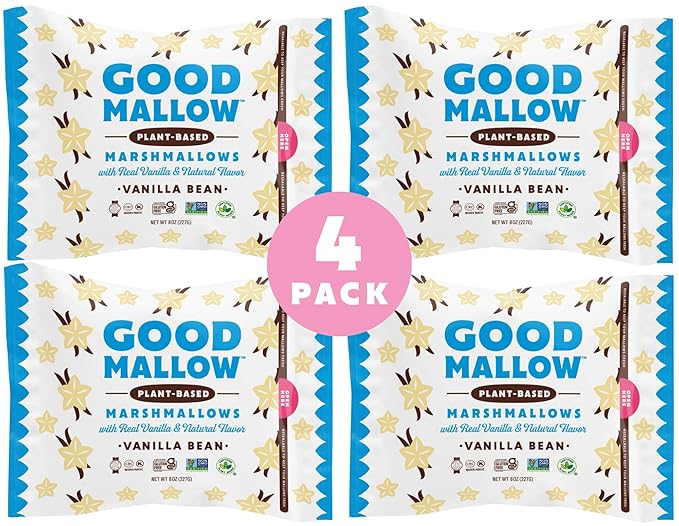 GoodMallow Vegan Marshmallows - Large Kosher Halal Gluten Free Dairy Free Healthy- Natural Gelatin