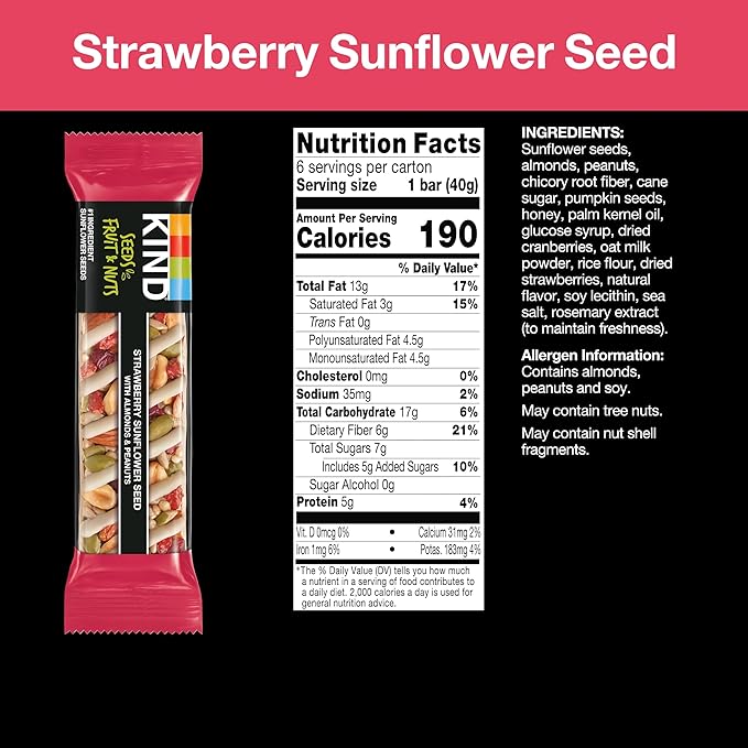 KIND Bars Seeds, Fruit and Nuts Variety Pack, Strawberry, Dark Chocolate Raspberry and Orange
