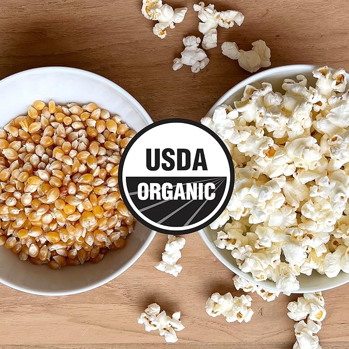 Organic Yellow Popcorn Kernels 6 lb Bag, Non-GMO & Gluten Free, Sodium-Free, Pesticide-Free
